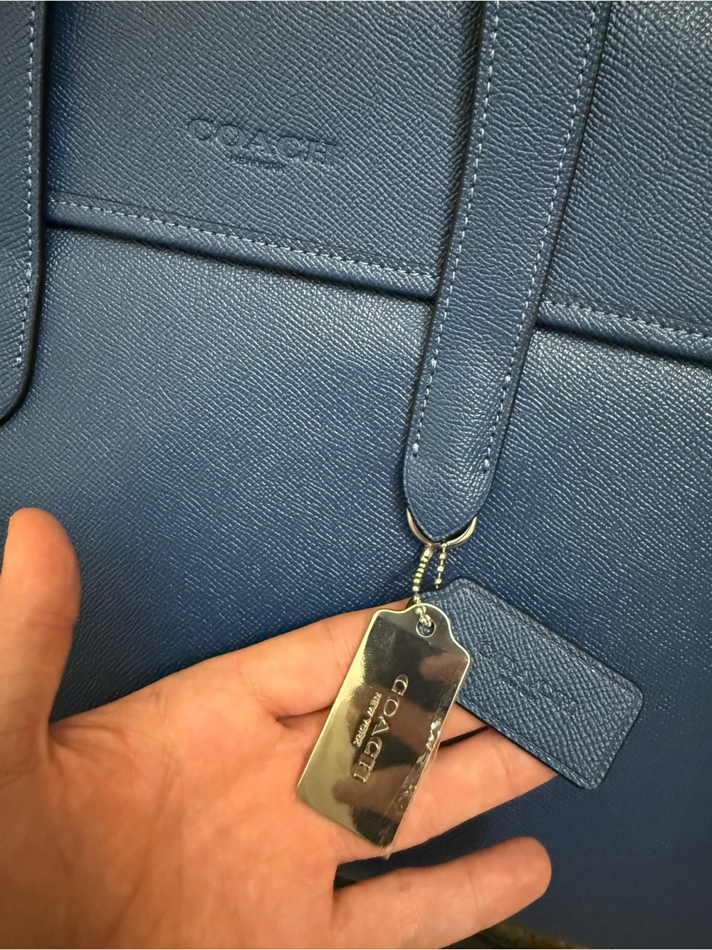 COACH Blue Leather Briefcase Tote with Adjustable Strap. Opened, but never used. - Picture 2 of 8